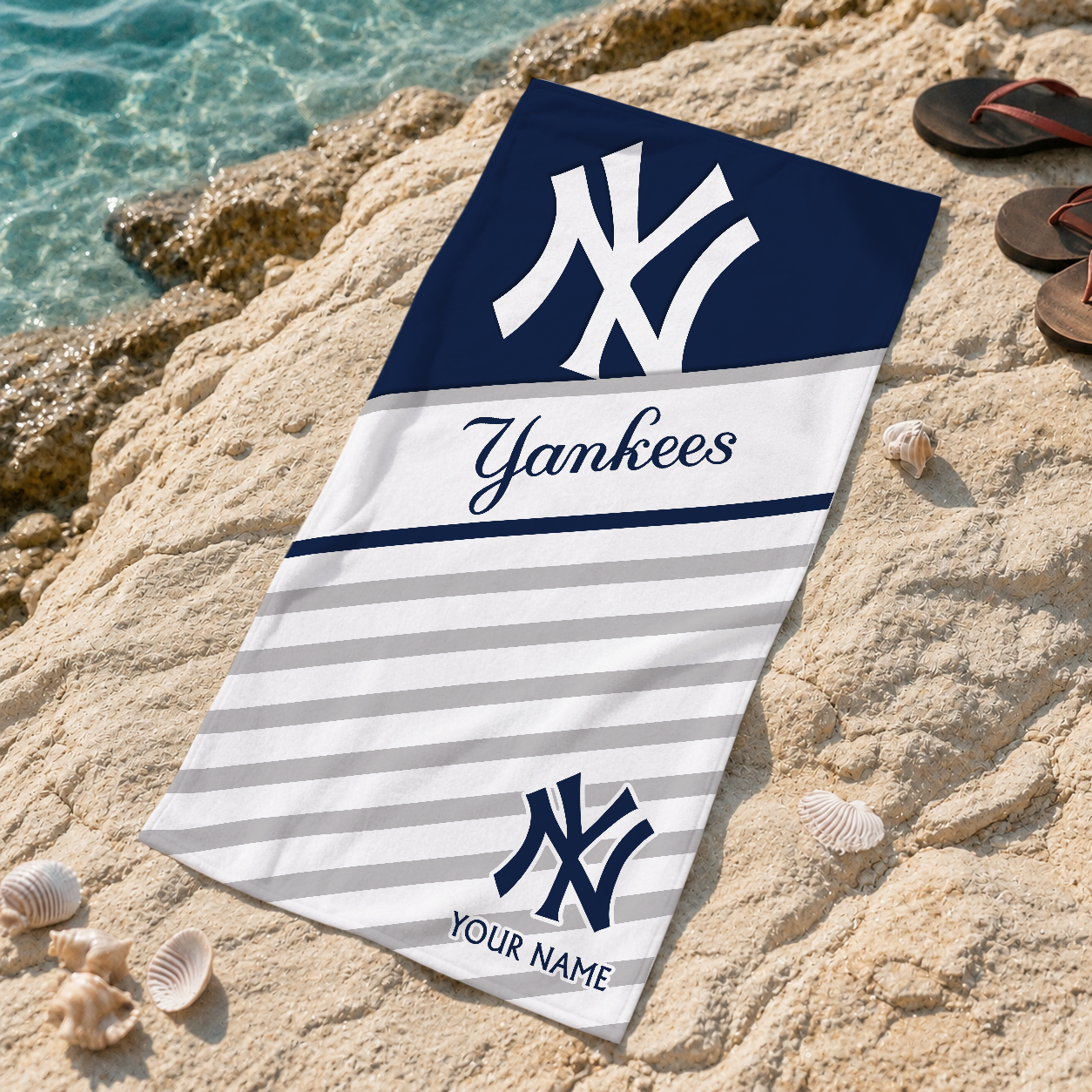 FINAL SALE - NEW CUSTOMIZED MLB01 NYY NEW YORK YANKEES BEACH TOWEL FOR FAN