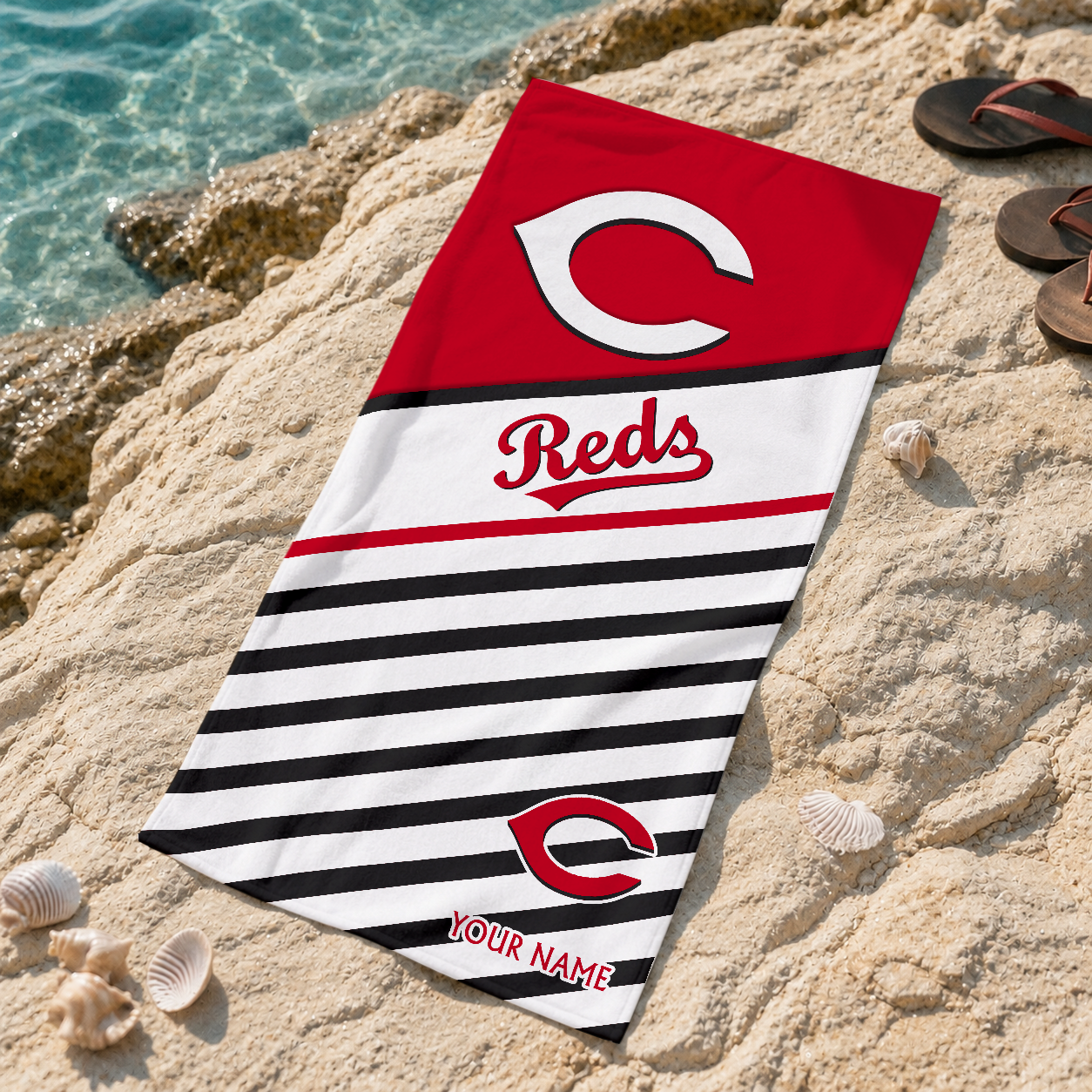 FINAL SALE - NEW CUSTOMIZED MLB05 CRS CINCINNATI REDS BEACH TOWEL FOR FAN