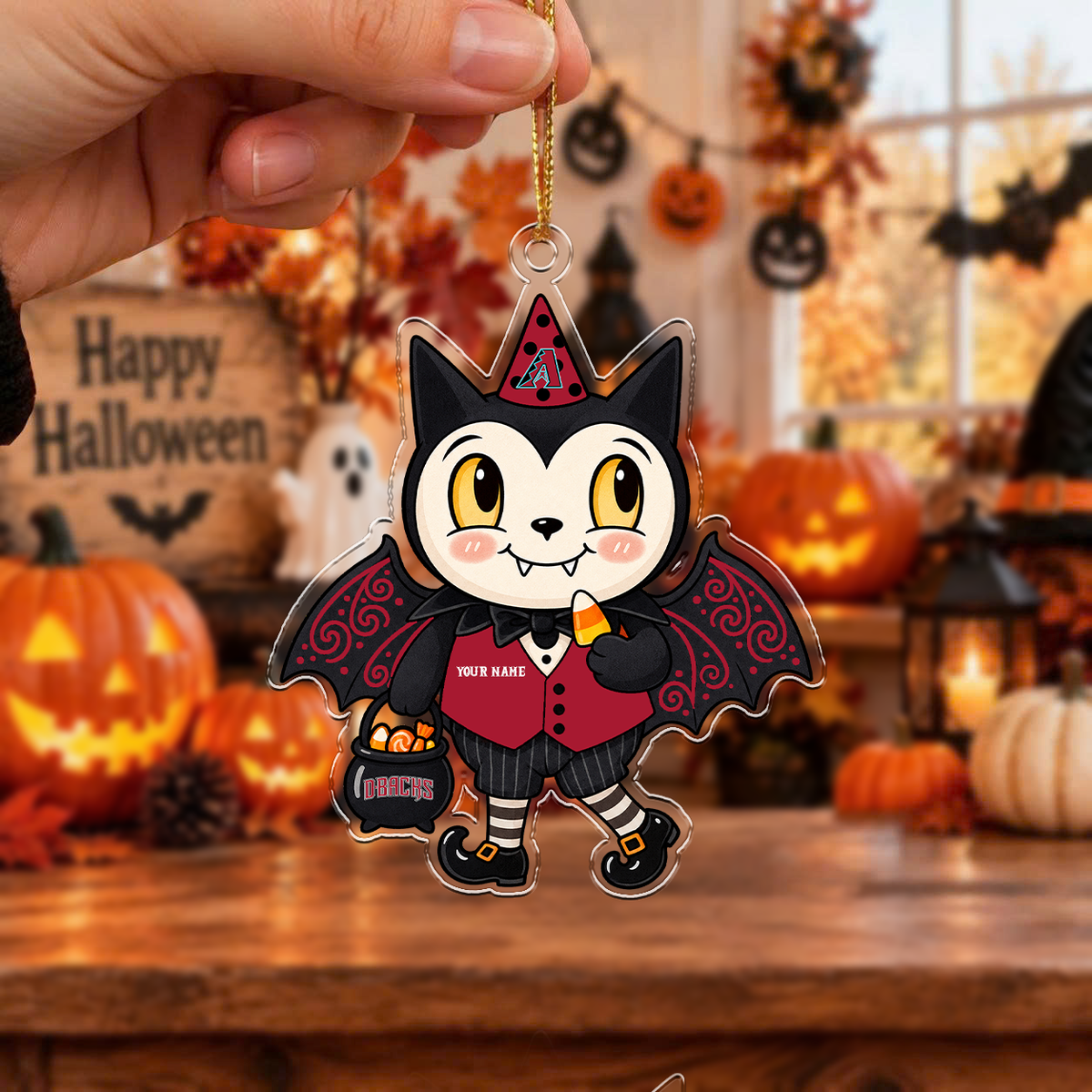 LIMITED EDITION - NEW CUSTOMIZED MLB07 ADS ARIZONA DIAMONDBACKS HALLOWEEN ACRYLIC ORNAMENT
