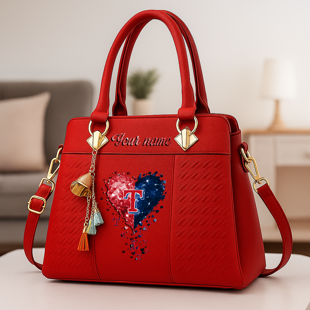 LIMITED EDITION - NEW CUSTOMIZED MLB08 TRS TEXAS RANGERS ZIP HANDBAG MULTICOLOR
