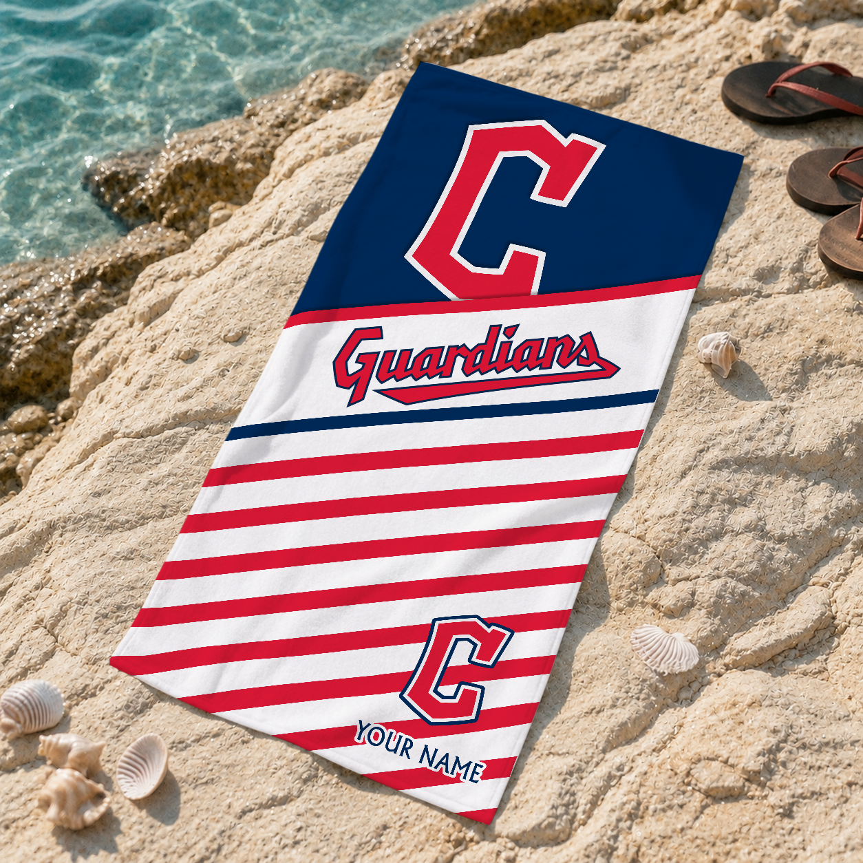 FINAL SALE - NEW CUSTOMIZED MLB13 CGS CLEVELAND GUARDIANS BEACH TOWEL FOR FAN