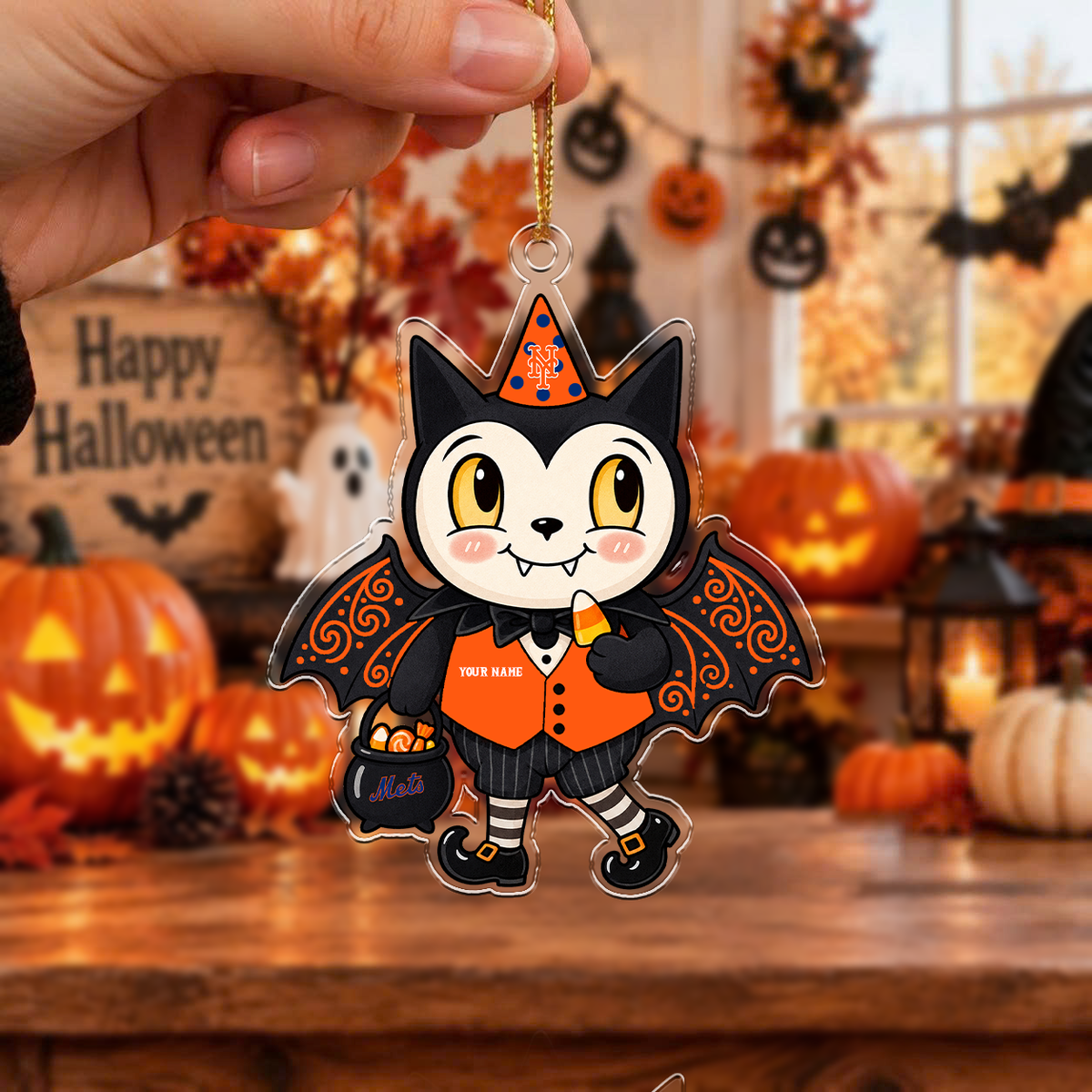 LIMITED EDITION - NEW CUSTOMIZED MLB17 NYM NEW YORK METS HALLOWEEN ACRYLIC ORNAMENT