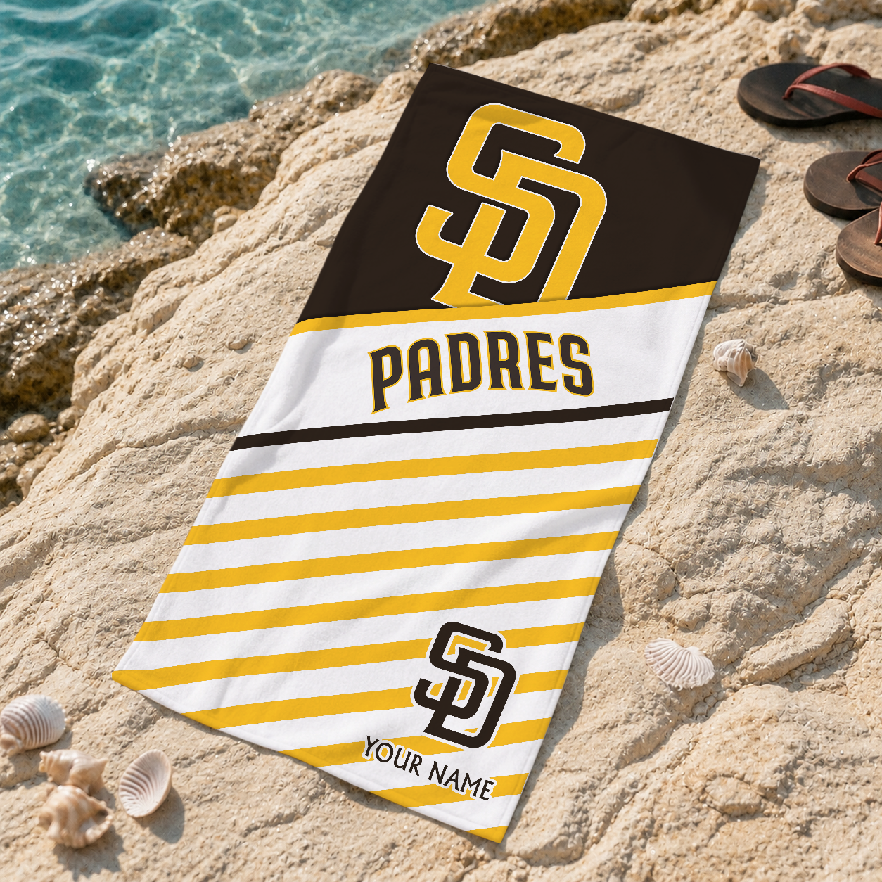 FINAL SALE - NEW CUSTOMIZED MLB18 SDP SAN DIEGO PADRES BEACH TOWEL FOR FAN
