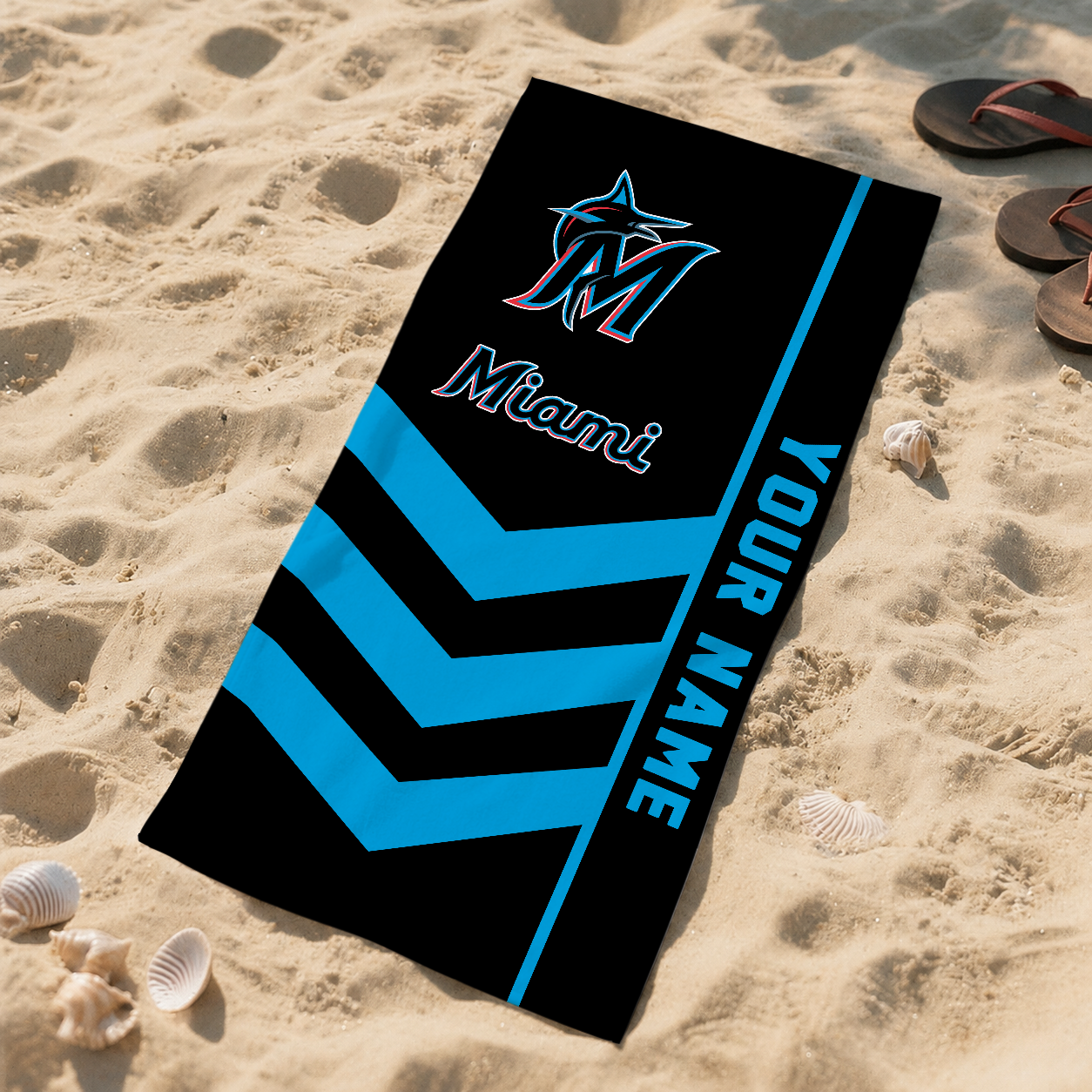 HOT DEAL - NEW CUSTOMIZED MLB20 MMS MIAMI MARLINS BEACH TOWEL FOR FAN