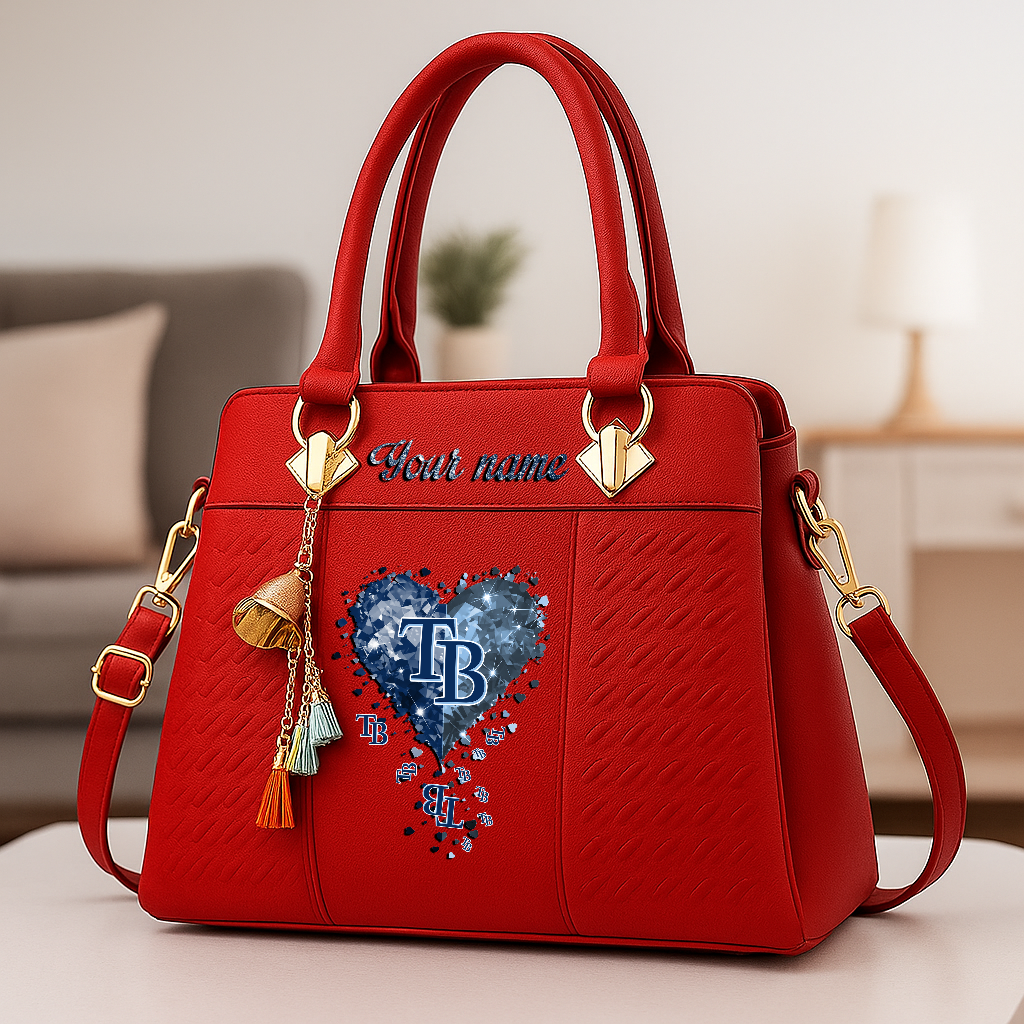 LIMITED EDITION - NEW CUSTOMIZED MLB21 TBR TAMPA BAY RAYS ZIP HANDBAG MULTICOLOR
