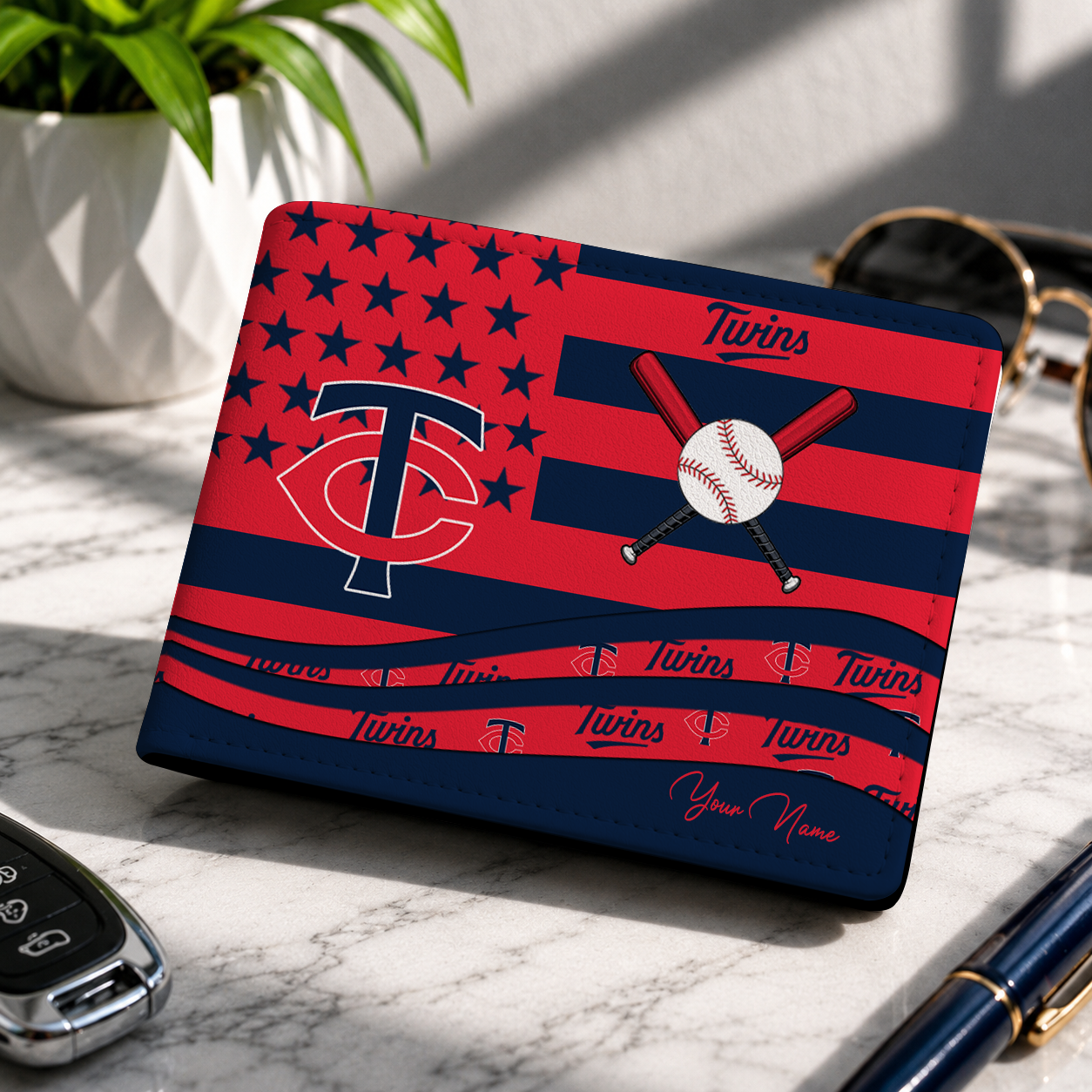 LIMITED EDITION - NEW CUSTOMIZED MLB22 MTS MINNESOTA TWINS LEATHER WALLET