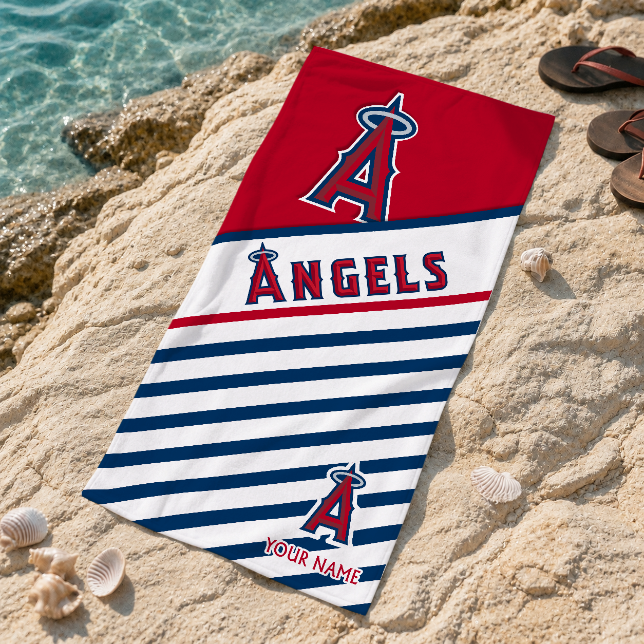 FINAL SALE - NEW CUSTOMIZED MLB27 LAA LOS ANGELES ANGELS BEACH TOWEL FOR FAN