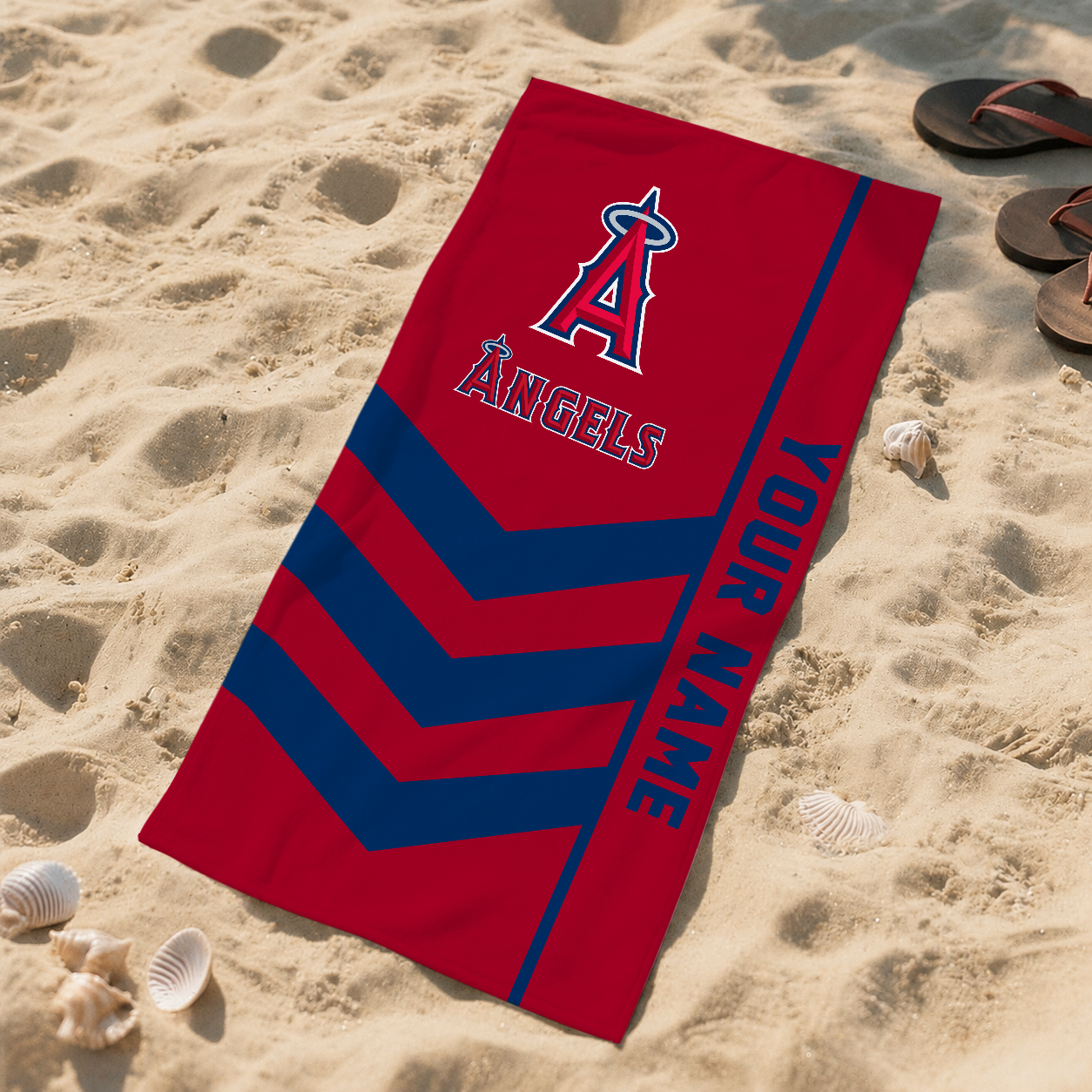 HOT DEAL - NEW CUSTOMIZED MLB27 LAA LOS ANGELES ANGELS BEACH TOWEL FOR FAN
