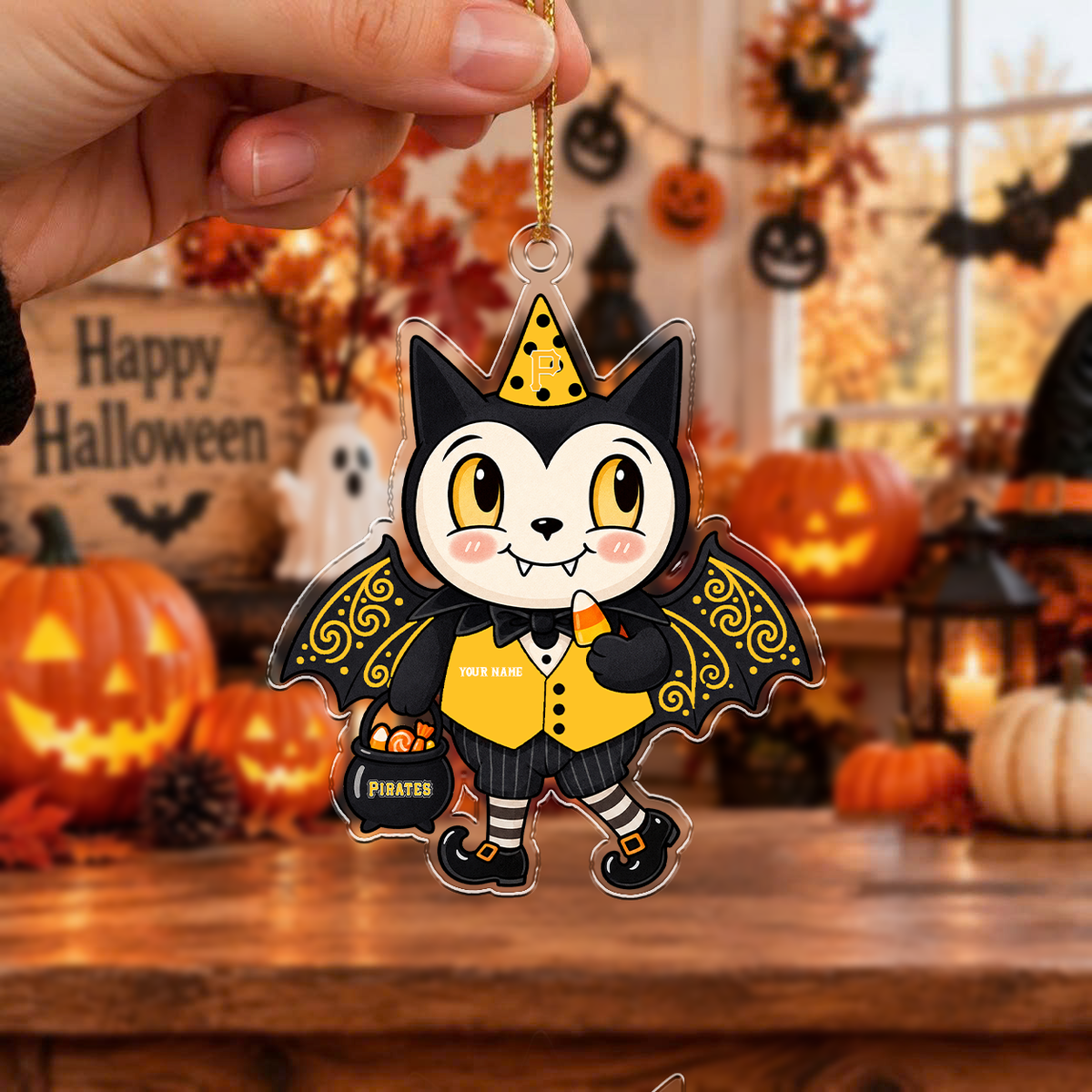 LIMITED EDITION - NEW CUSTOMIZED MLB29 PHP PITTSBURGH PIRATES HALLOWEEN ACRYLIC ORNAMENT
