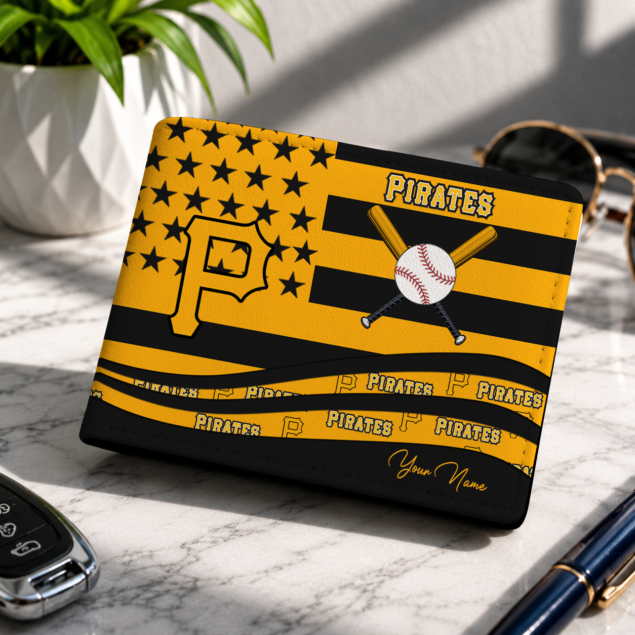 LIMITED EDITION - NEW CUSTOMIZED MLB29 PHP PITTSBURGH PIRATES LEATHER WALLET