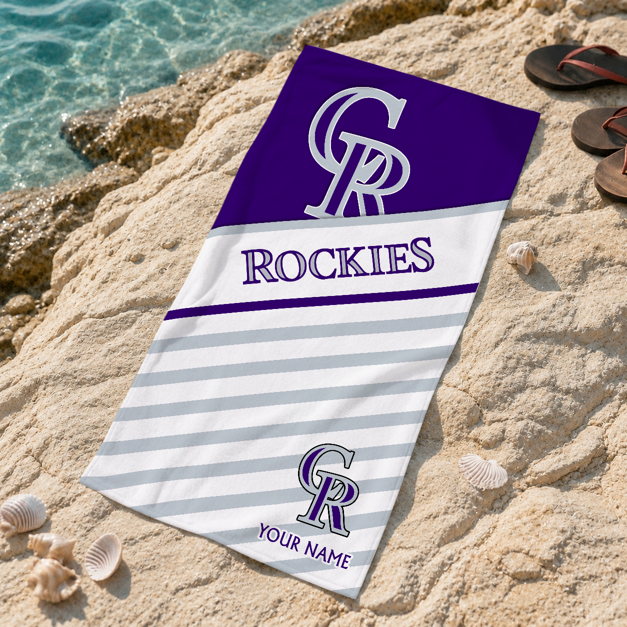 FINAL SALE - NEW CUSTOMIZED MLB30 COR COLORADO ROCKIES BEACH TOWEL FOR FAN