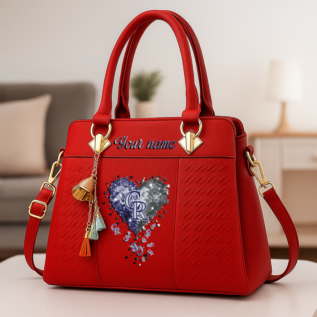 LIMITED EDITION - NEW CUSTOMIZED MLB30 COR COLORADO ROCKIES ZIP HANDBAG MULTICOLOR