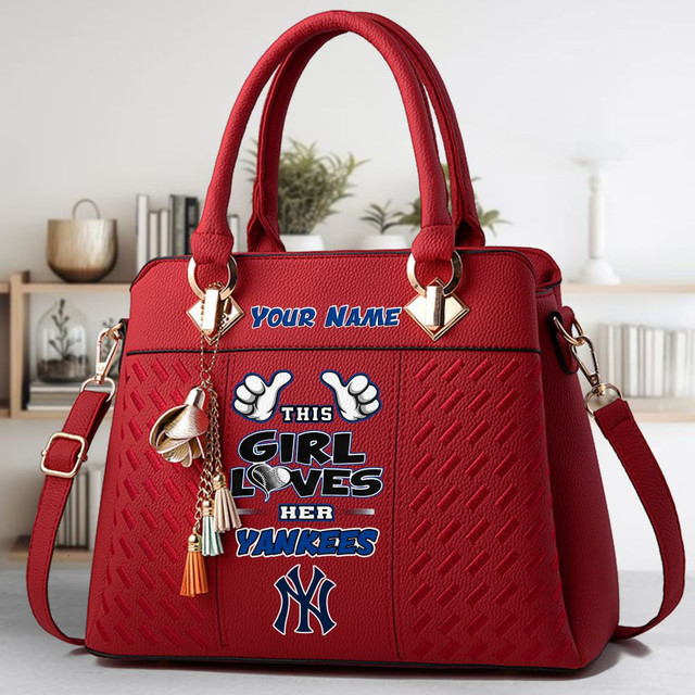 LIMITED EDITION - NEW CUSTOMIZED MLB01 NYY NEW YORK YANKEES ZIP HANDBAG MULTICOLOR