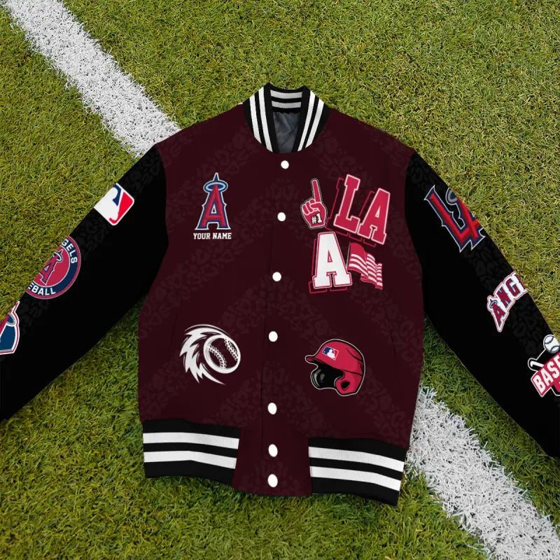LIMITED EDITION - NEW CUSTOMIZED MLB27 LAA LOS ANGELES ANGELS SATIN VARSITY & BASEBALL JACKETS