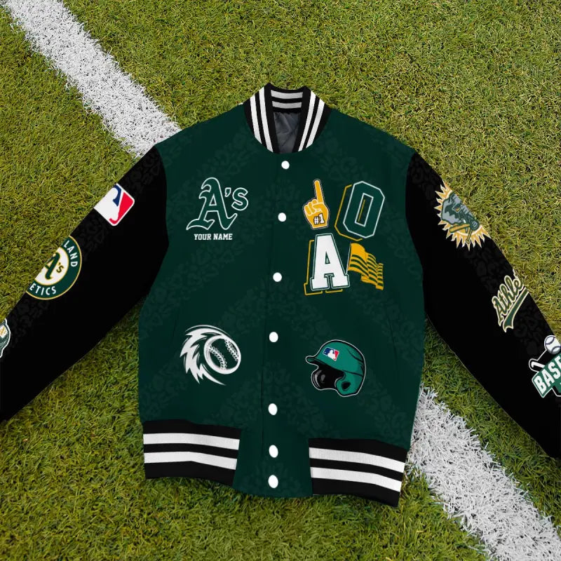 LIMITED EDITION - NEW CUSTOMIZED MLB23 OAS OAKLAND ATHLETICS SATIN VARSITY & BASEBALL JACKETS