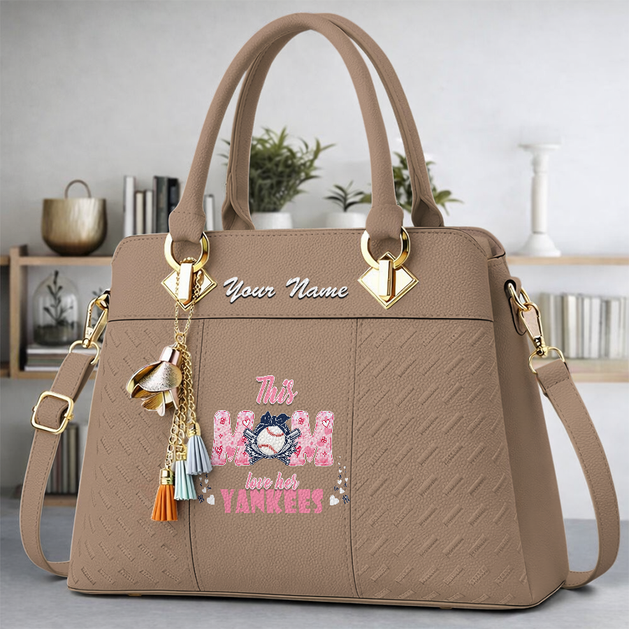 LIMITED EDITION - NEW CUSTOMIZED MLB01 NYY NEW YORK YANKEES ZIP HANDBAG MULTICOLOR