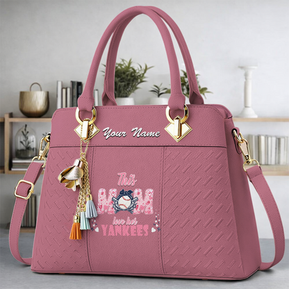 LIMITED EDITION - NEW CUSTOMIZED MLB01 NYY NEW YORK YANKEES ZIP HANDBAG MULTICOLOR