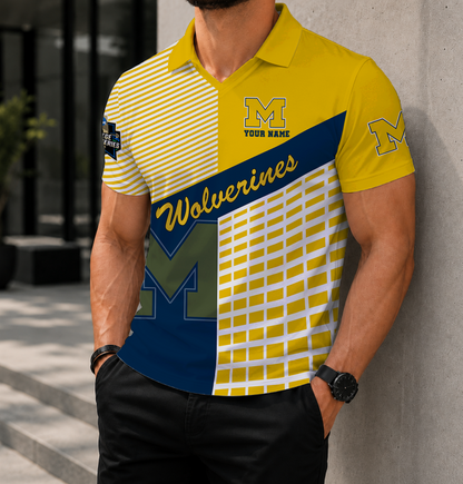 LIMITED EDITION - NEW CUSTOMIZED NCAA CWS01 MIW MICHIGAN WOLVERINES POLO SHIRT