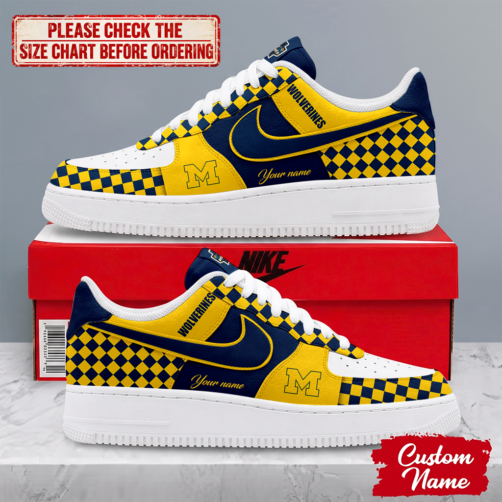 EXCLUSIVE EDITION - NEW CUSTOMIZED NCAA CWS01 MIW MICHIGAN WOLVERINES AF1 SHOES