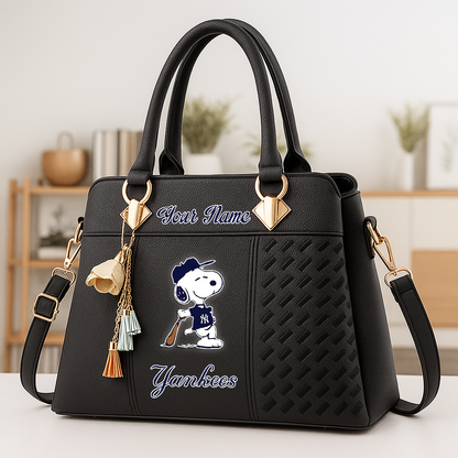 LIMITED EDITION - NEW CUSTOMIZED MLB01 NYY NEW YORK YANKEES ZIP HANDBAG MULTICOLOR