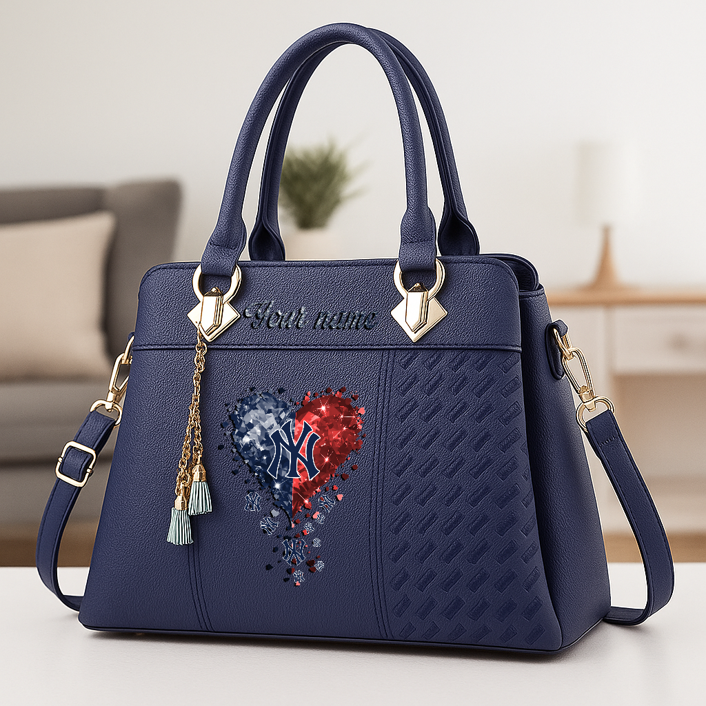 LIMITED EDITION - NEW CUSTOMIZED MLB01 NYY NEW YORK YANKEES ZIP HANDBAG MULTICOLOR