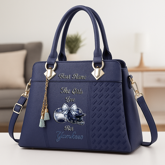 LIMITED EDITION - NEW CUSTOMIZED MLB01 NYY NEW YORK YANKEES ZIP HANDBAG MULTICOLOR