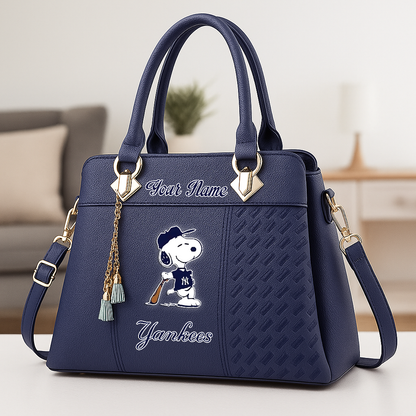 LIMITED EDITION - NEW CUSTOMIZED MLB01 NYY NEW YORK YANKEES ZIP HANDBAG MULTICOLOR