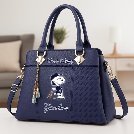 LIMITED EDITION - NEW CUSTOMIZED MLB01 NYY NEW YORK YANKEES ZIP HANDBAG MULTICOLOR