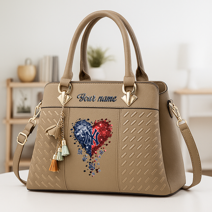 LIMITED EDITION - NEW CUSTOMIZED MLB01 NYY NEW YORK YANKEES ZIP HANDBAG MULTICOLOR