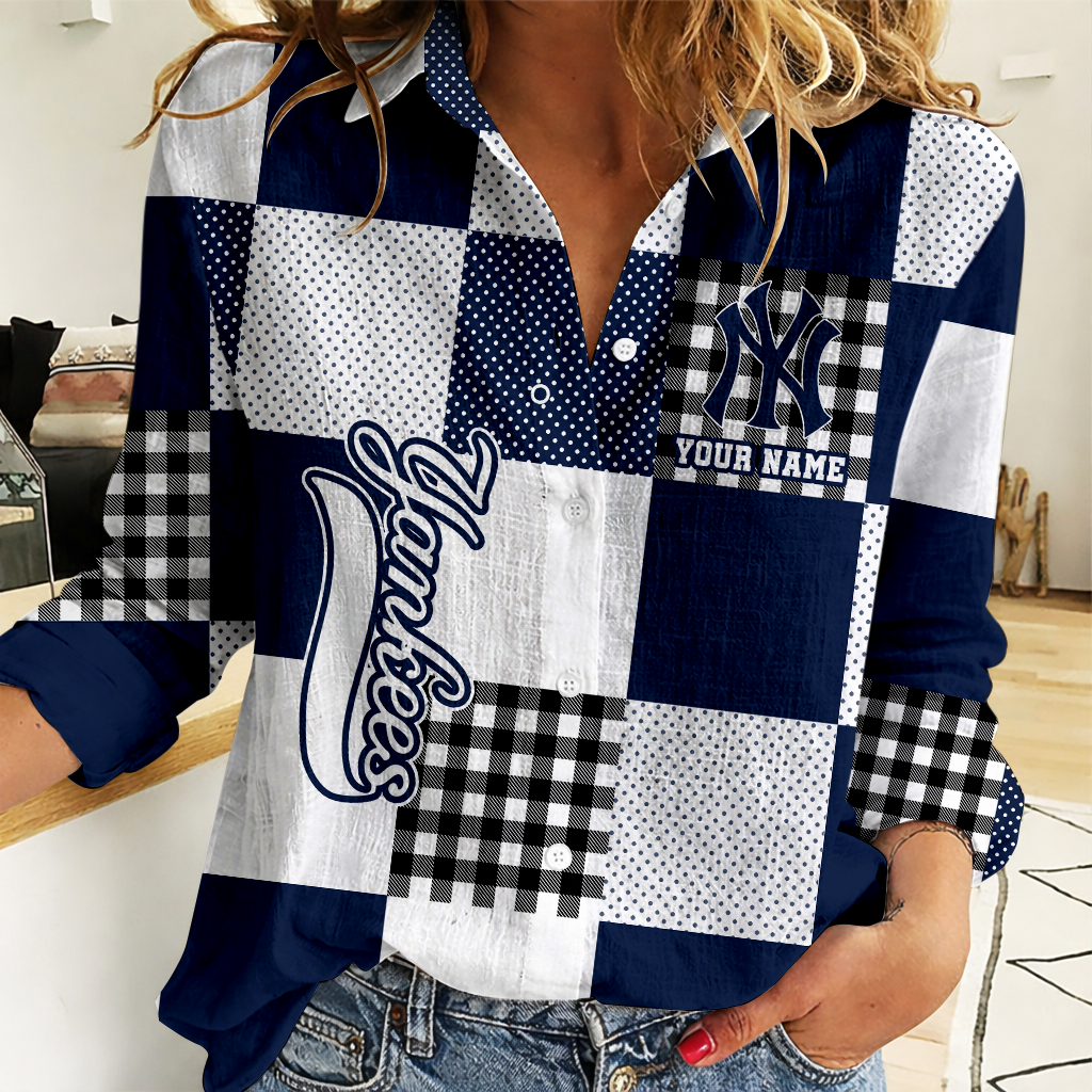 LIMITED EDITION - NEW CUSTOMIZED MLB01 NYY NEW YORK YANKEES WOMEN CASUAL SHIRT FOR FAN