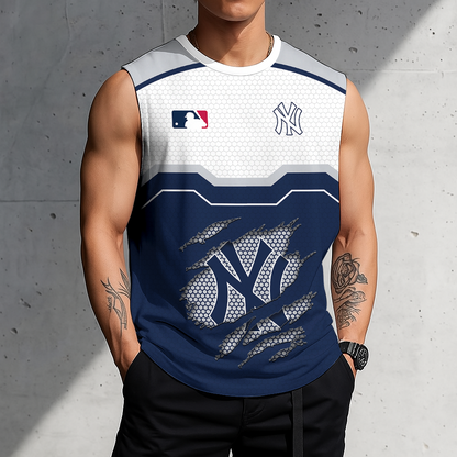 FINAL SALE - NEW CUSTOMIZED MLB01 NYY NEW YORK YANKEES MEN'S GYM SHIRT
