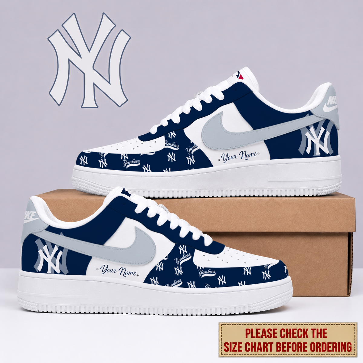 FINAL SALE - NEW CUSTOMIZED MLB01 NYY NEW YORK YANKEES AF1 SHOES