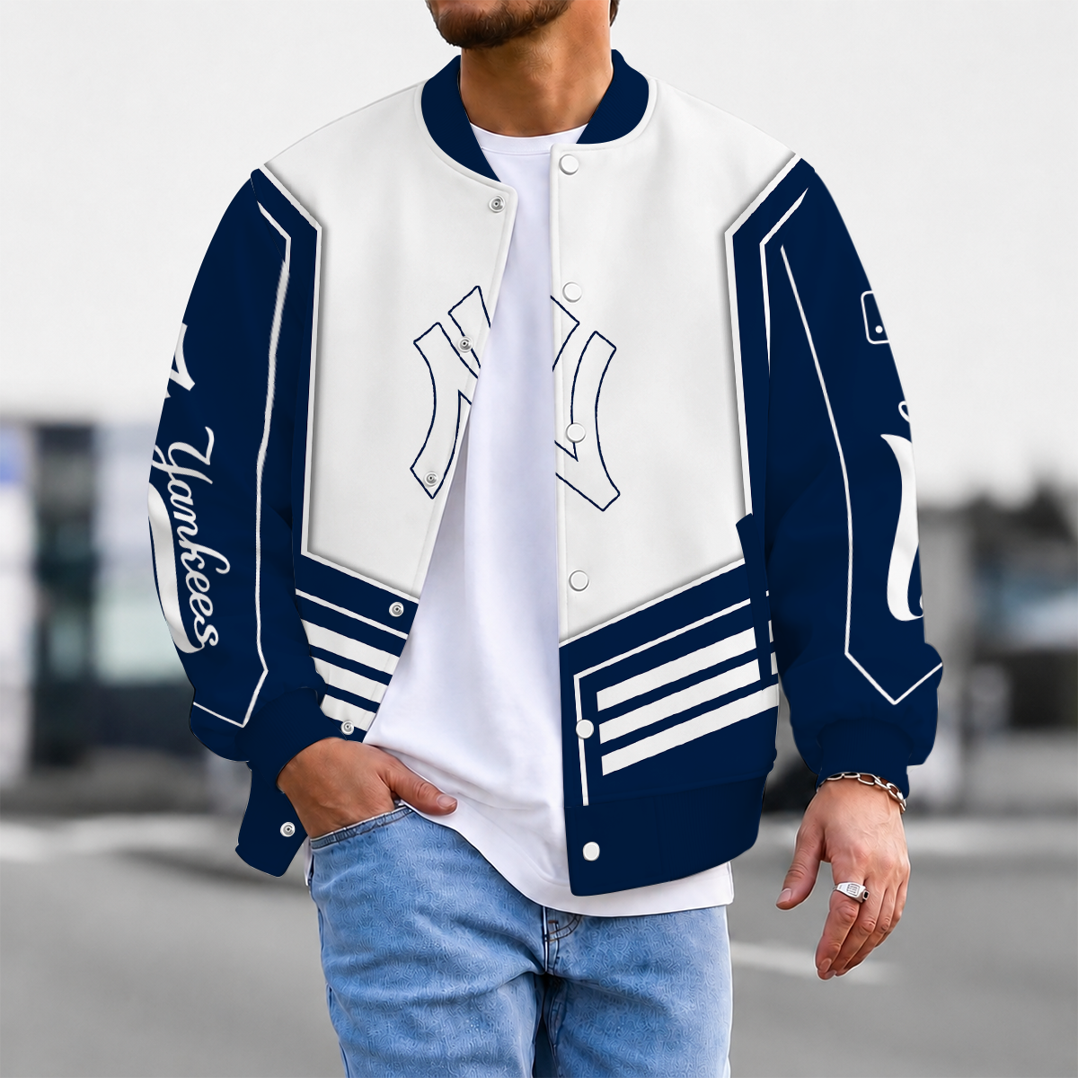 FLASH SALE - NEW CUSTOMIZED MLB01 NYY NEW YORK YANKEES SATIN VARSITY & BASEBALL JACKET