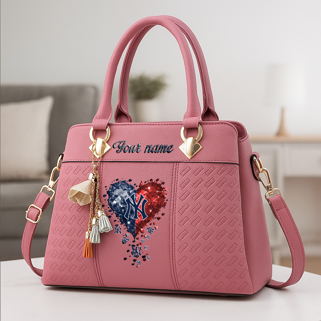 LIMITED EDITION - NEW CUSTOMIZED MLB01 NYY NEW YORK YANKEES ZIP HANDBAG MULTICOLOR