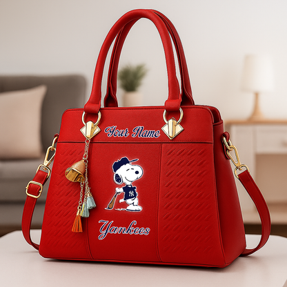 LIMITED EDITION - NEW CUSTOMIZED MLB01 NYY NEW YORK YANKEES ZIP HANDBAG MULTICOLOR