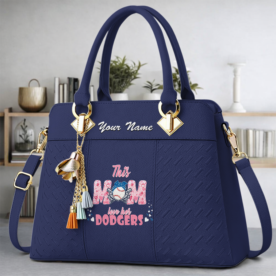 LIMITED EDITION - NEW CUSTOMIZED MLB02 LAD LOS ANGELES DODGERS ZIP HANDBAG MULTICOLOR