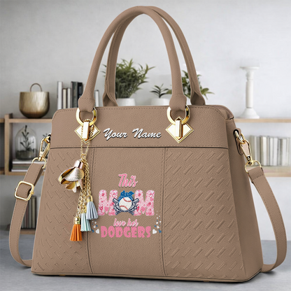 LIMITED EDITION - NEW CUSTOMIZED MLB02 LAD LOS ANGELES DODGERS ZIP HANDBAG MULTICOLOR