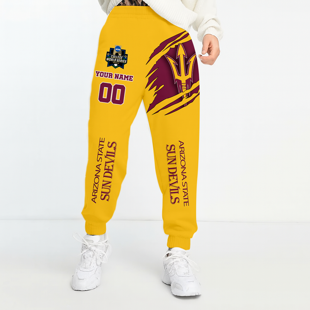 LIMITED EDITION- NEW CUSTOMIZED NCAA CWS02 ASS ARIZONA STATE SUN DEVILS UNISEX LONG PANTS
