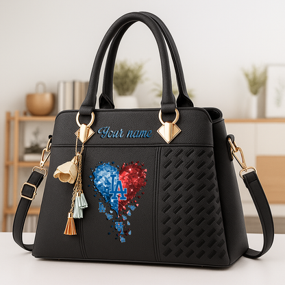 LIMITED EDITION - NEW CUSTOMIZED MLB02 LAD LOS ANGELES DODGERS ZIP HANDBAG MULTICOLOR