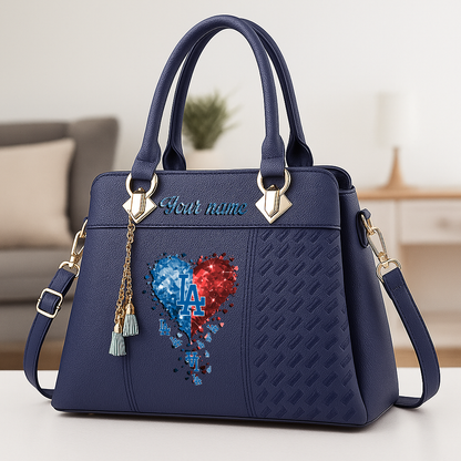 LIMITED EDITION - NEW CUSTOMIZED MLB02 LAD LOS ANGELES DODGERS ZIP HANDBAG MULTICOLOR