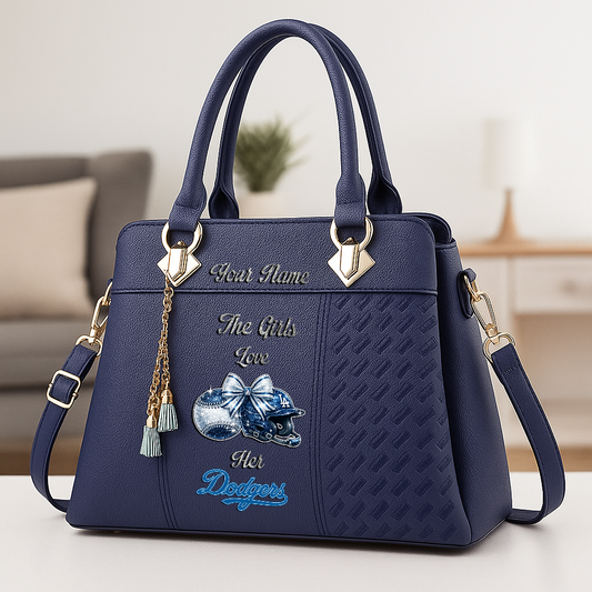 LIMITED EDITION - NEW CUSTOMIZED MLB02 LAD LOS ANGELES DODGERS ZIP HANDBAG MULTICOLOR