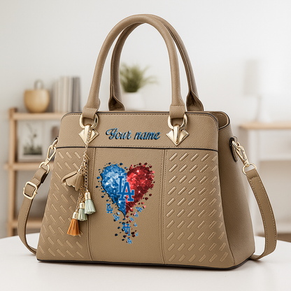 LIMITED EDITION - NEW CUSTOMIZED MLB02 LAD LOS ANGELES DODGERS ZIP HANDBAG MULTICOLOR