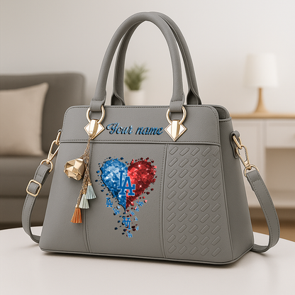 LIMITED EDITION - NEW CUSTOMIZED MLB02 LAD LOS ANGELES DODGERS ZIP HANDBAG MULTICOLOR