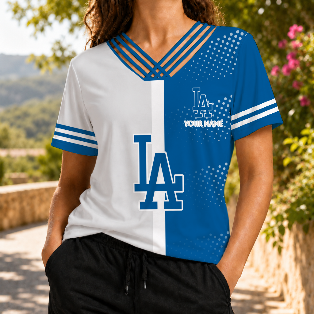SPECIAL EDITION - NEW CUSTOMIZED MLB02 LAD LOS ANGELES DODGERS V-NECK SHIRT
