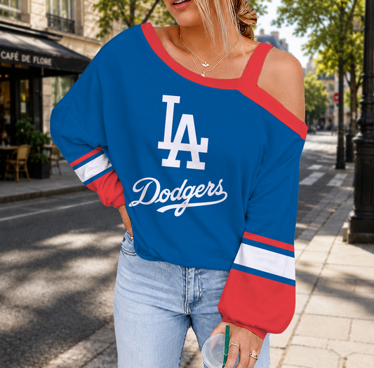 FINAL SALE - NEW CUSTOMIZED MLB02 LAD LOS ANGELES DODGERS DROP SHOULDER SWEATSHIRT