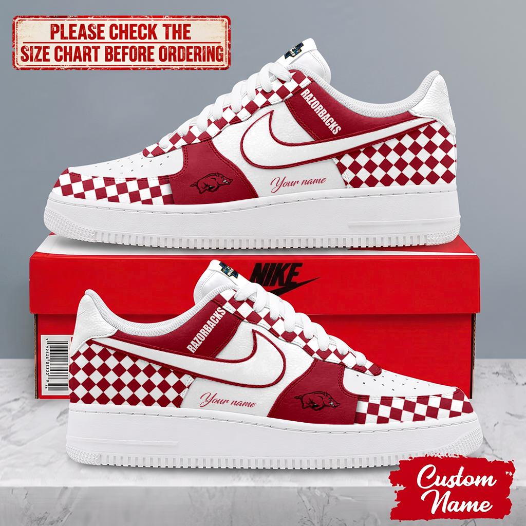 EXCLUSIVE EDITION - NEW CUSTOMIZED NCAA CWS03 AKR ARKANSAS RAZORBACKS AF1 SHOES