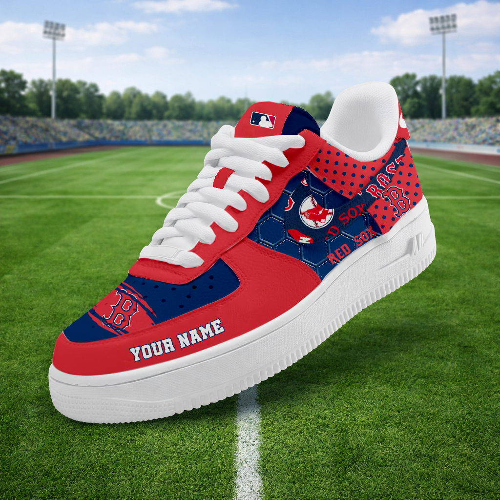 SPECIAL OFFER - NEW CUSTOMIZED MLB03 BRS BOSTON RED SOX AF1 SNEAKERS