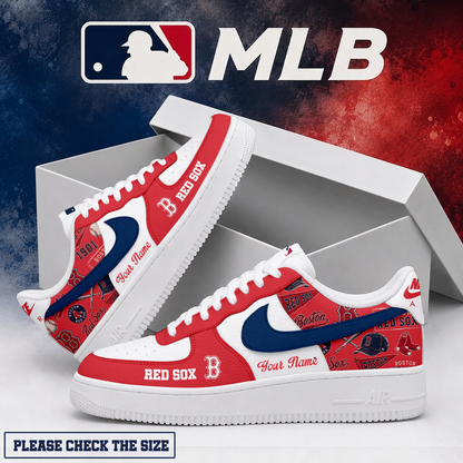 LIMITED EDITION - NEW CUSTOMIZED MLB03 BRS BOSTON RED SOX AF1 SHOES