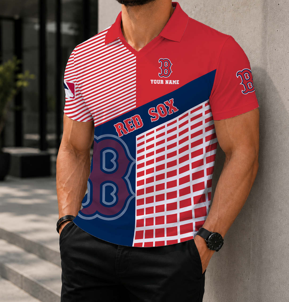 LIMITED EDITION - NEW CUSTOMIZED MLB03 BRS BOSTON RED SOX POLO SHIRT