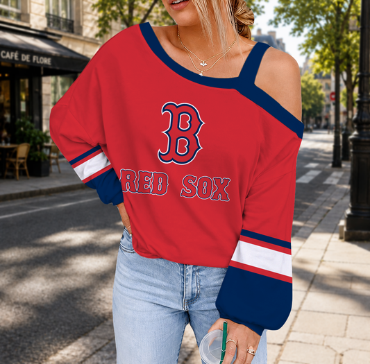 FINAL SALE - NEW CUSTOMIZED MLB03 BRS BOSTON RED SOX DROP SHOULDER SWEATSHIRT